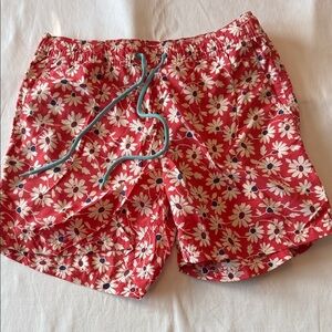 J. Crew Red Floral Swim Trunks